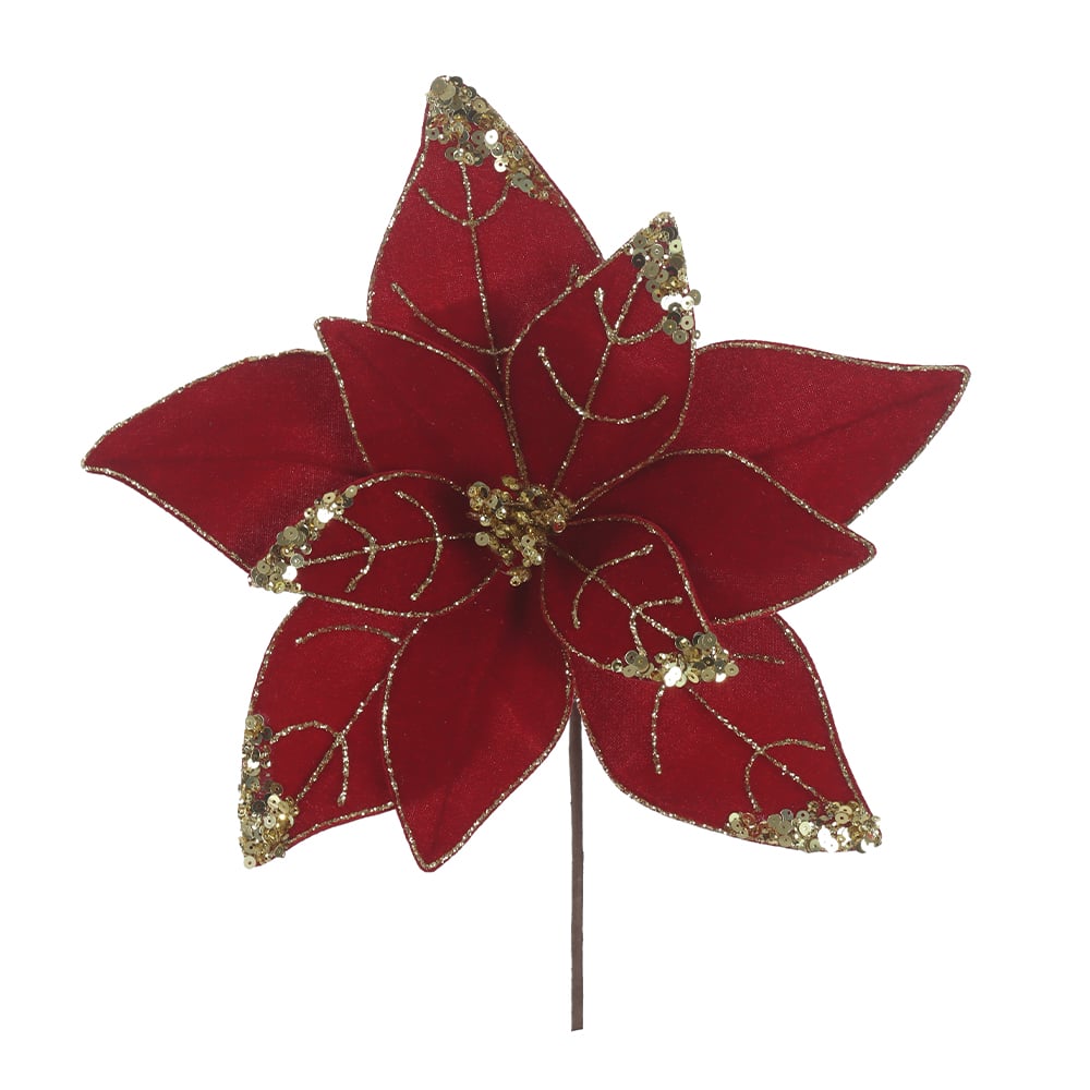 H.BICO DE PAPAGAIO NATAL AVELUDADO (VERMELHO GLITTER DOURADO) 25cm 30d 11P