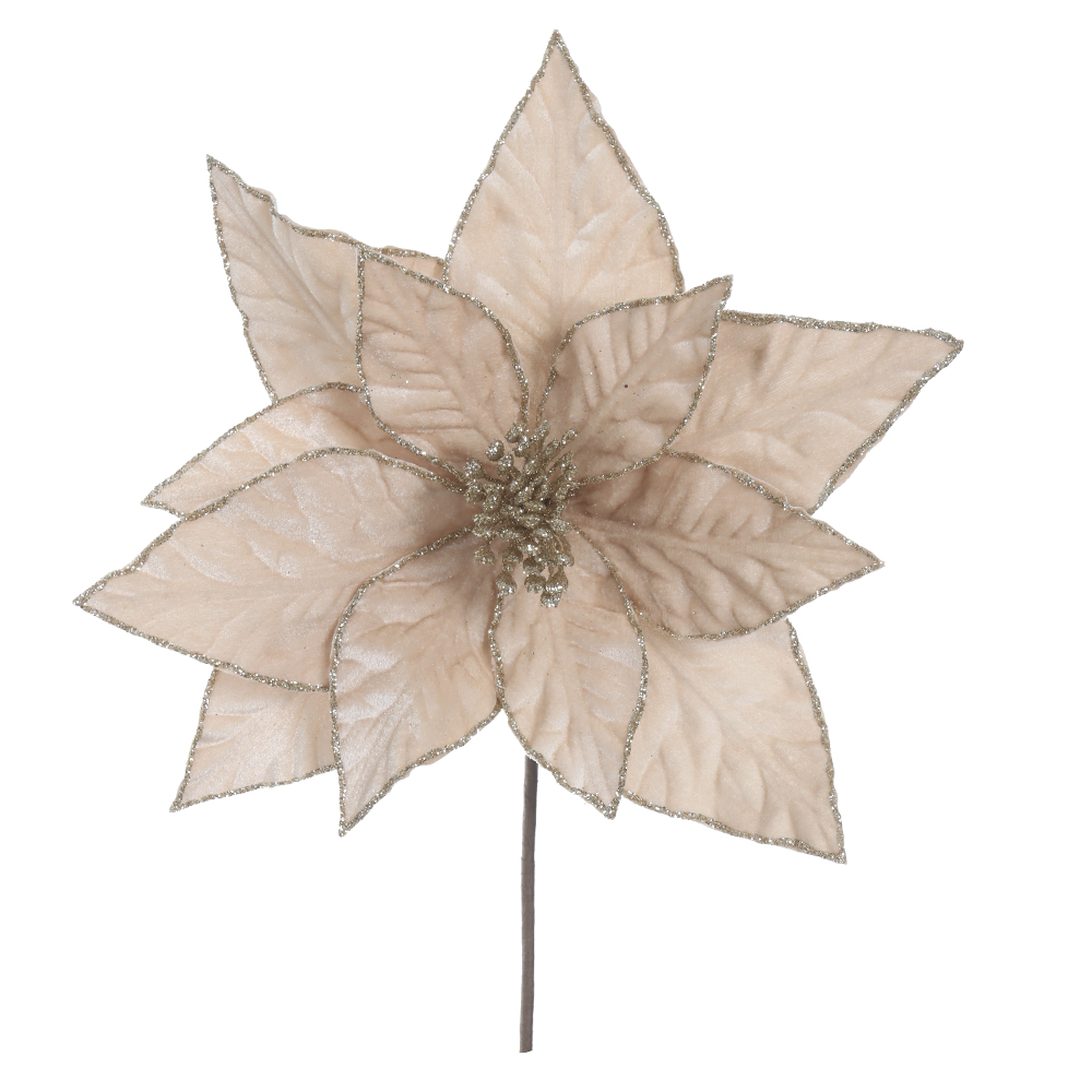 H.BICO DE PAPAGAIO NATAL AVELUDADO (CHAMPANHE GLITTER CHAMPANHE) 25cm 30d 12P