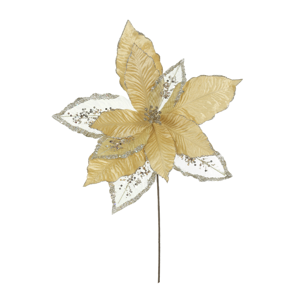 H.BICO DE PAPAGAIO NATAL AVELUDADO (DOURADO GLITTER CHAMPANHE) 50cm 45d 12P