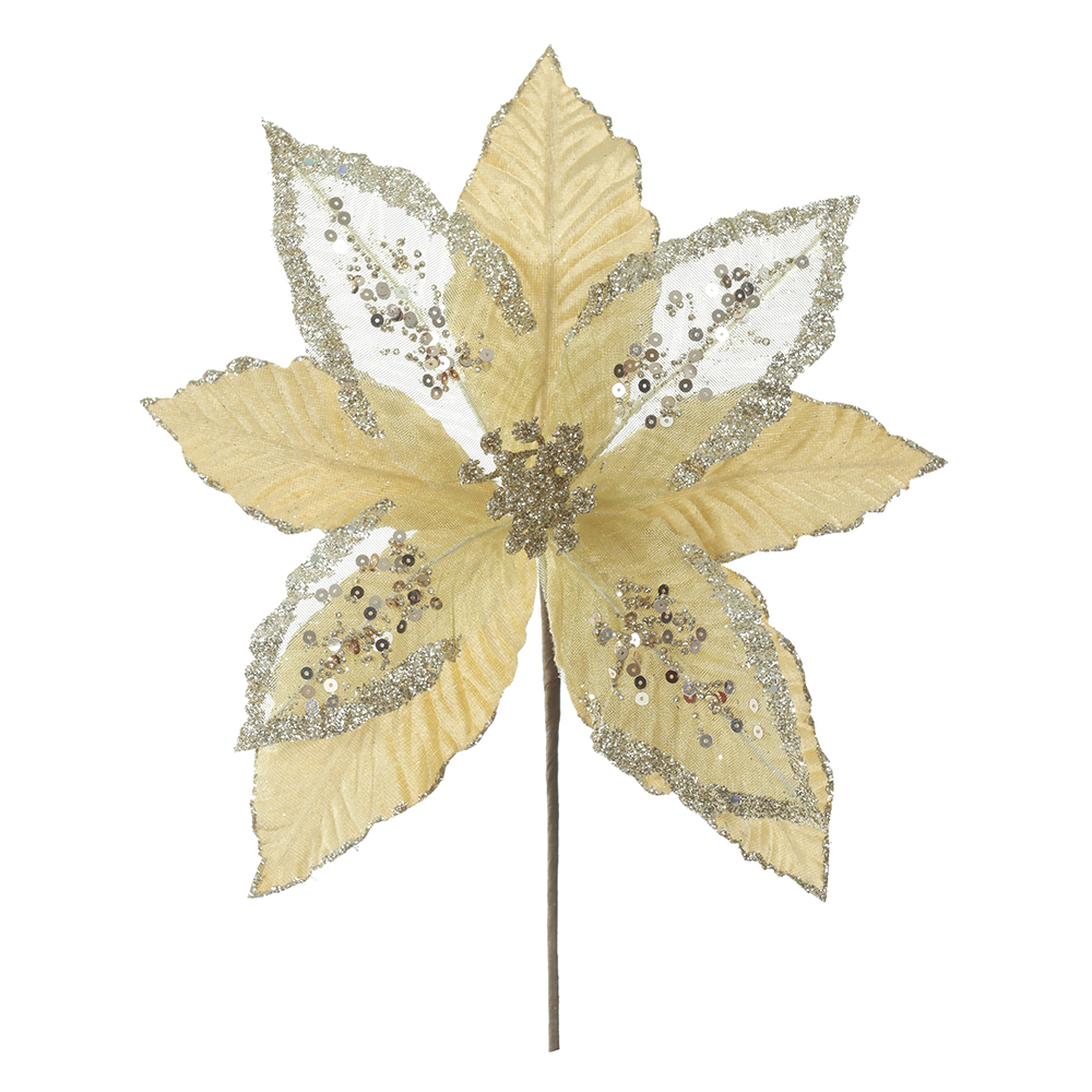H.BICO DE PAPAGAIO NATAL AVELUDADO (DOURADO GLITTER CHAMPANHE) 25cm 30d 9P