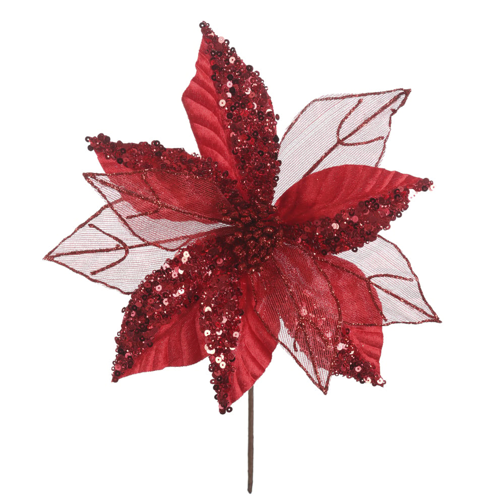 H.BICO DE PAPAGAIO NATAL AVELUDADO (VERMELHO GLITTER VERMELHO) 25cm 30d 11P