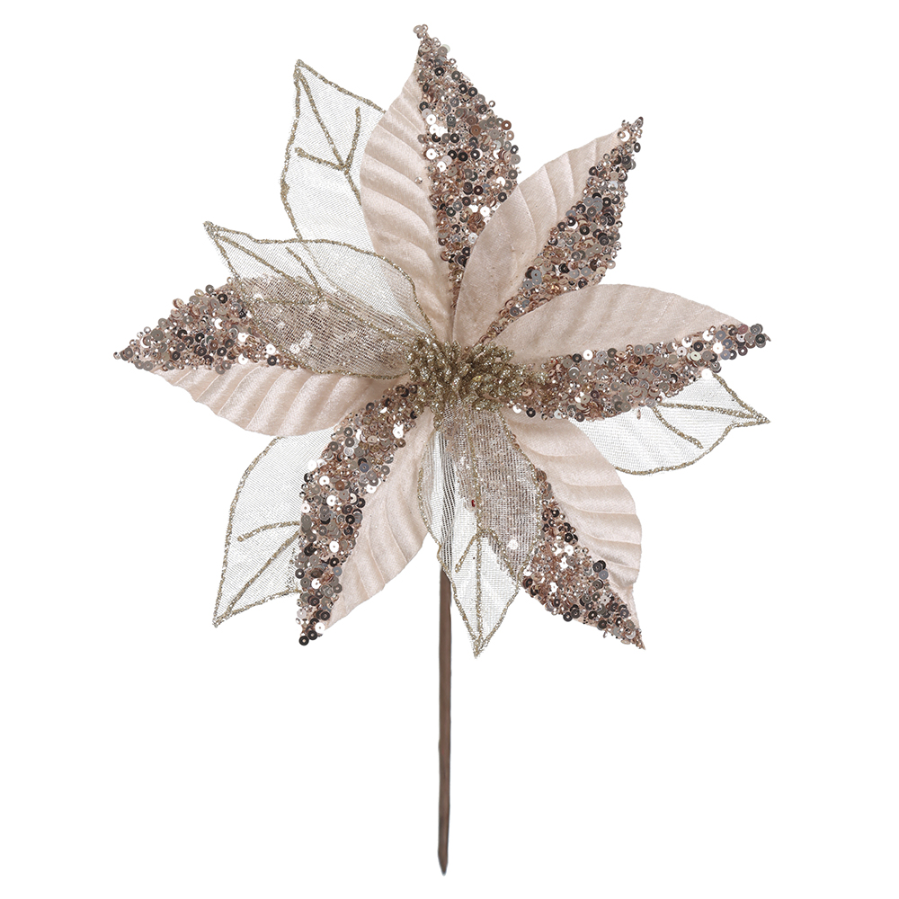 H.BICO DE PAPAGAIO NATAL AVELUDADO (CHAMPANHE GLITTER CHAMPANHE) 25cm 30d 11P