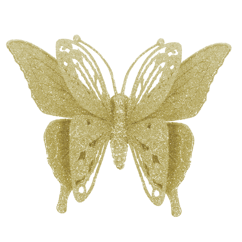 C.BORBOLETA NATAL C/GLITTER (DOURADO) 11cm