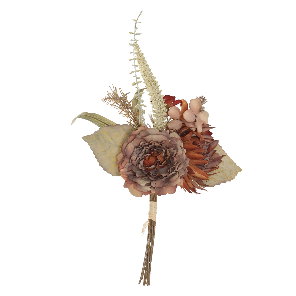 B.PEONIA MISTO RAMALHETE C/FITA X7 (MARROM OUTONO) 45cm