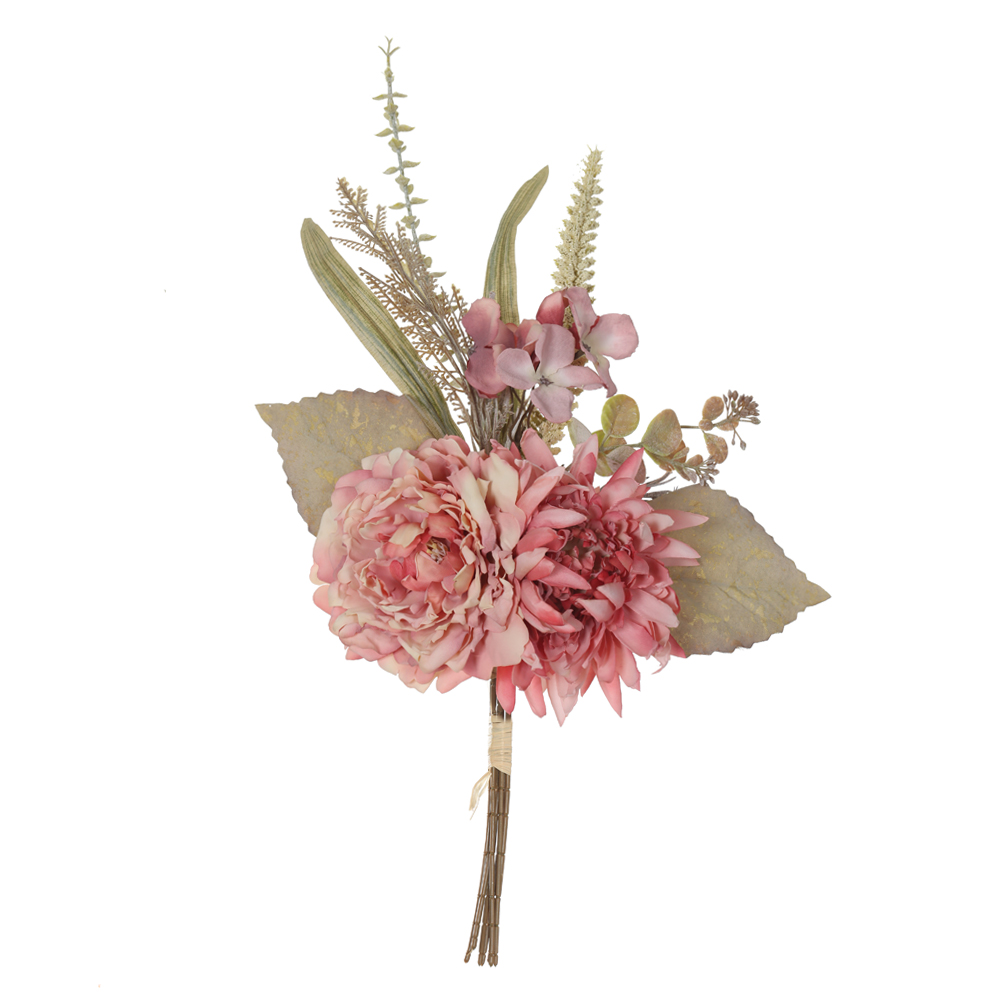B.PEONIA MISTO RAMALHETE C/FITA X7 (PESSEGO OUTONO) 45cm