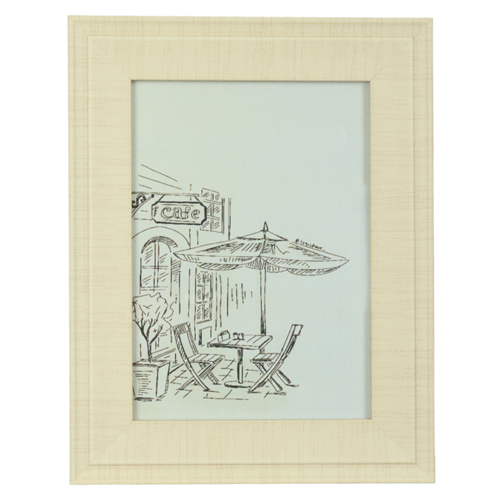 PORTA RETRATO FTO 13X18 EM POLIESTIRENO E VIDRO (BEGE) 23,4X18,4X1,6cm