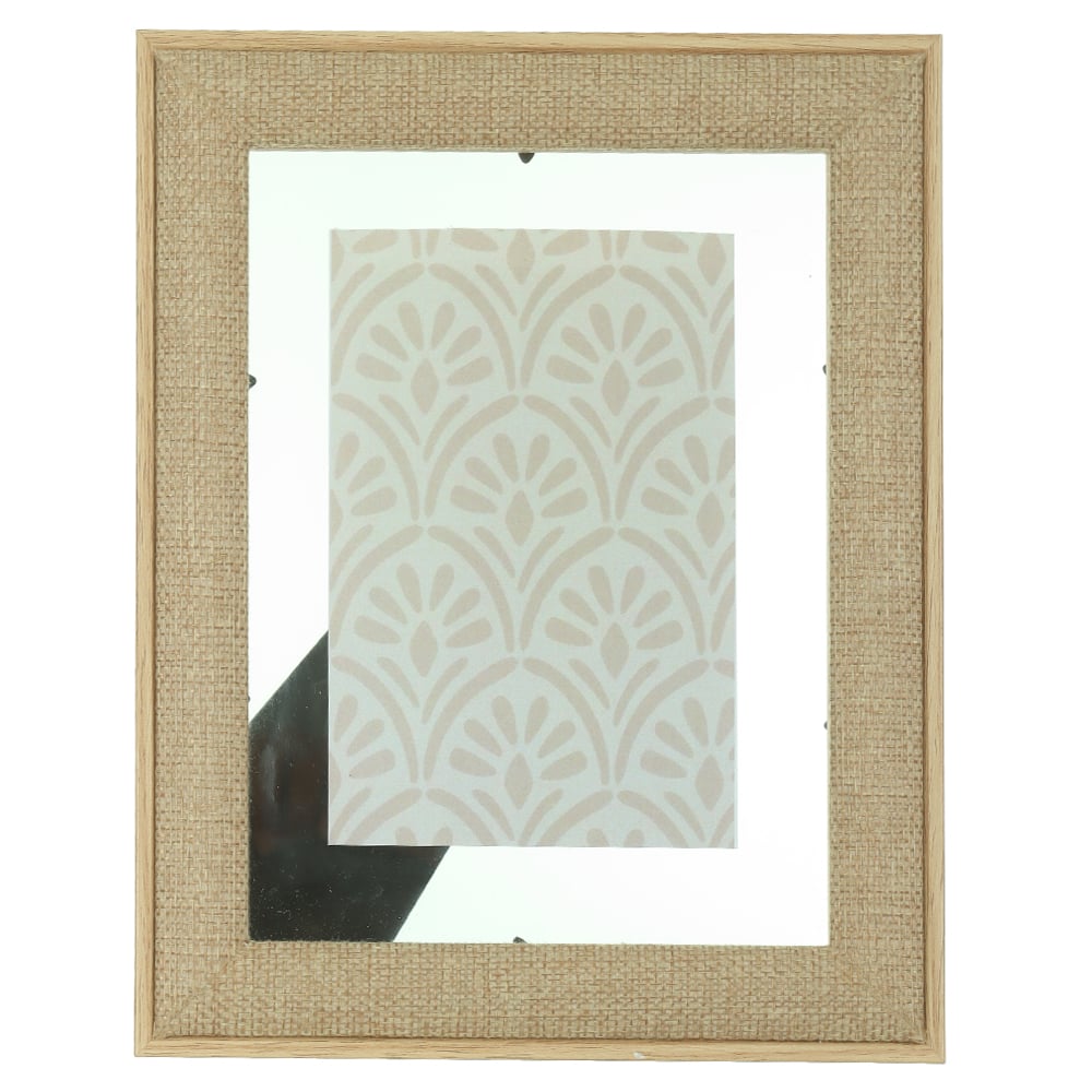 PORTA RETRATO FTO 10X15 EM MDF E LINHO (BEGE) 24,5X19,5X1,2cm