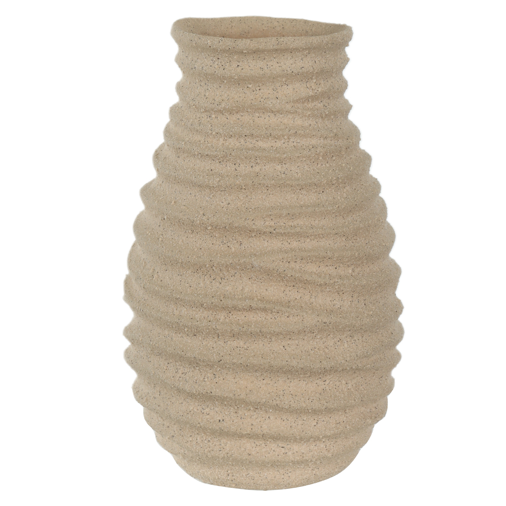 VASO DECORATIVO CERAMICA COM TEXTURA (BEGE) 24,5cm 15,5d