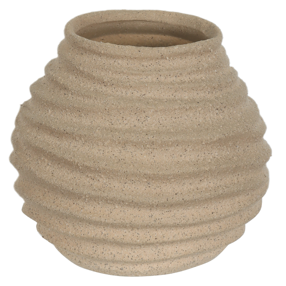VASO DECORATIVO CERAMICA COM TEXTURA (BEGE) 16cm 18,5d