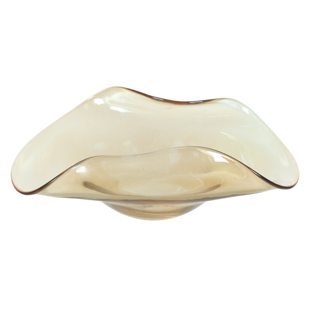 CENTRO DE MESA VIDRO (BEGE ESCURO LUSTER) 10,5X29X22cm