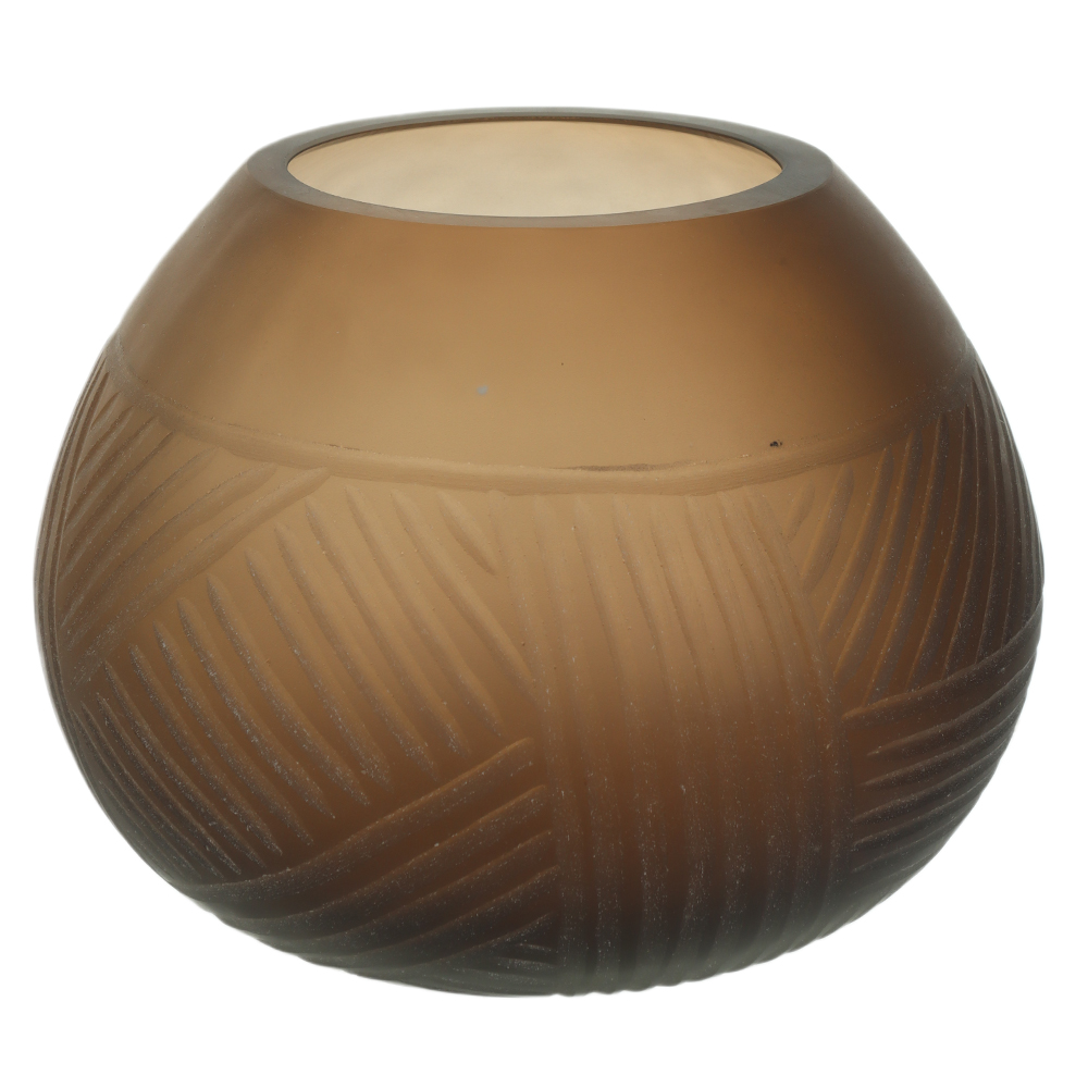 VASO DECORATIVO VIDRO COM TEXTURA (BEGE) 18cm 23d