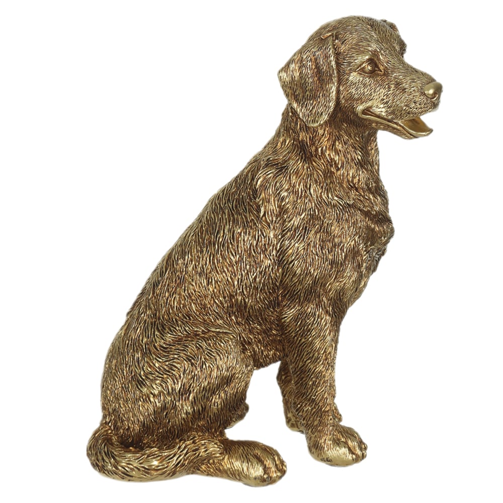 ESCULTURA DECORATIVA POLIRESINA CACHORRO SENTADO (DOURADO) 17,2X12,7X8,1cm