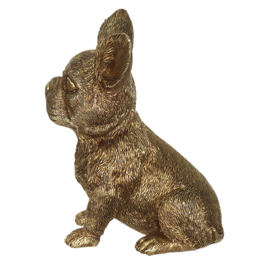 ESCULTURA DECORATIVA POLIRESINA CACHORRO SENTADO (DOURADO) 15,8X12,8X8,1cm