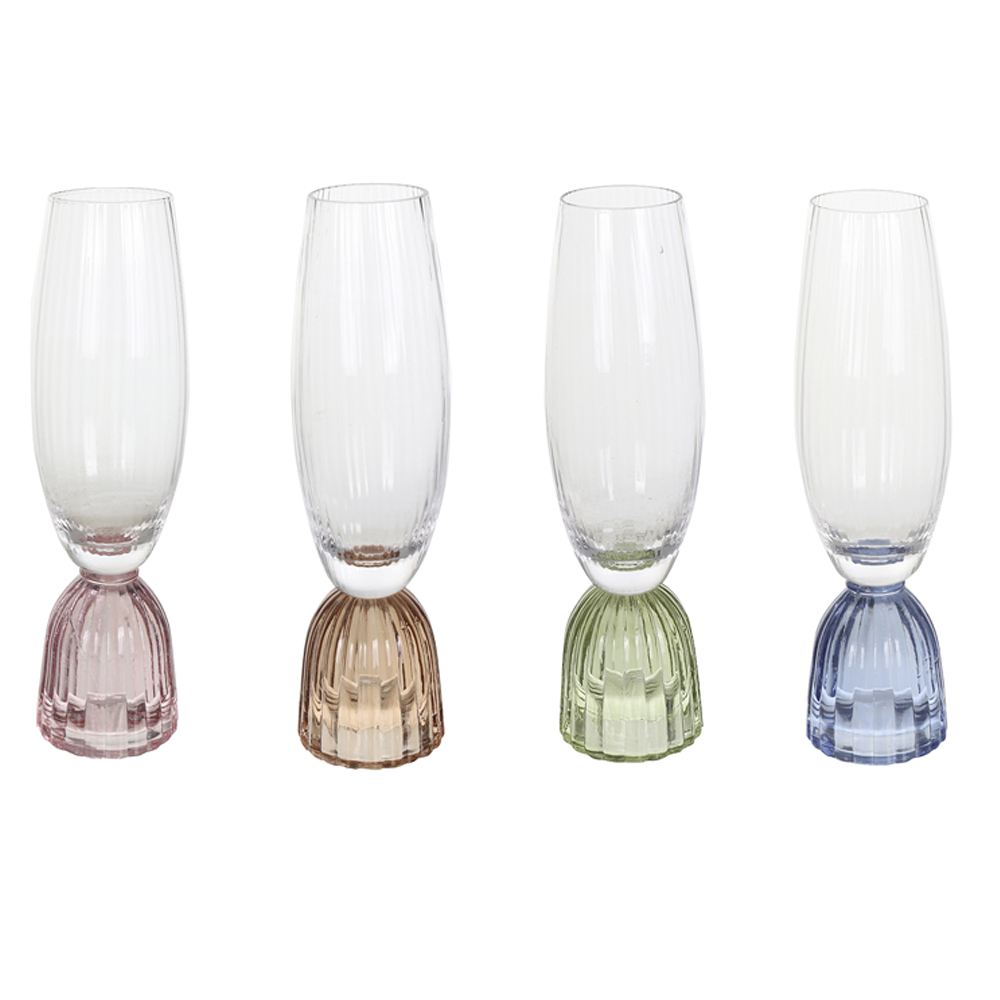 CJ TACA CHAMPANHE 217ml 19,5X5,5cm C/4 PCS PRISMA (COLORIDO)