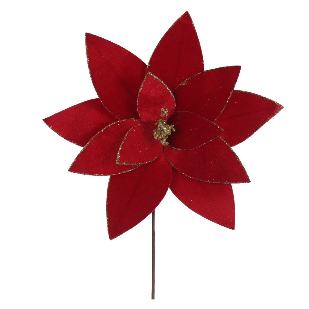H.BICO DE PAPAGAIO NATAL AVELUDADO (VERMELHO GLITTER DOURADO) 25cm 36d 12P