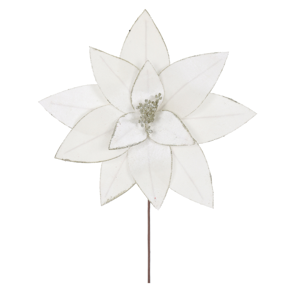 H.BICO DE PAPAGAIO NATAL AVELUDADO (OFF WHITE GLITTER CHAMPANHE) 25cm 36d 12P