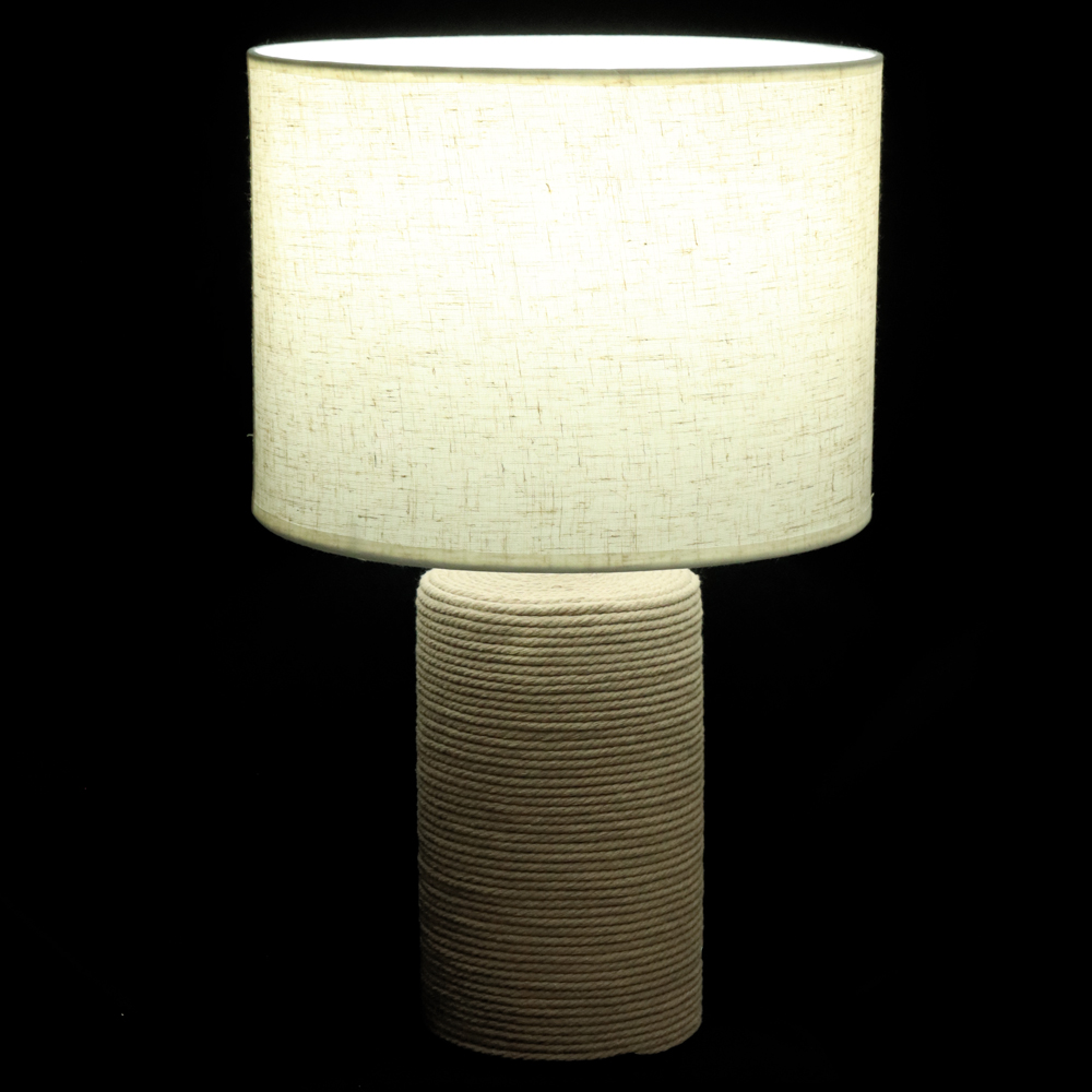 ABAJUR CERAMICA E LINHO BIVOLT (BEGE) 42X27cm