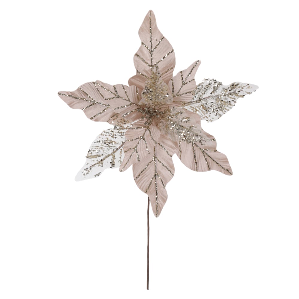 H.BICO DE PAPAGAIO NATAL AVELUDADO (CHAMPANHE GLITTER CHAMPANHE) 25cm 45d 11P