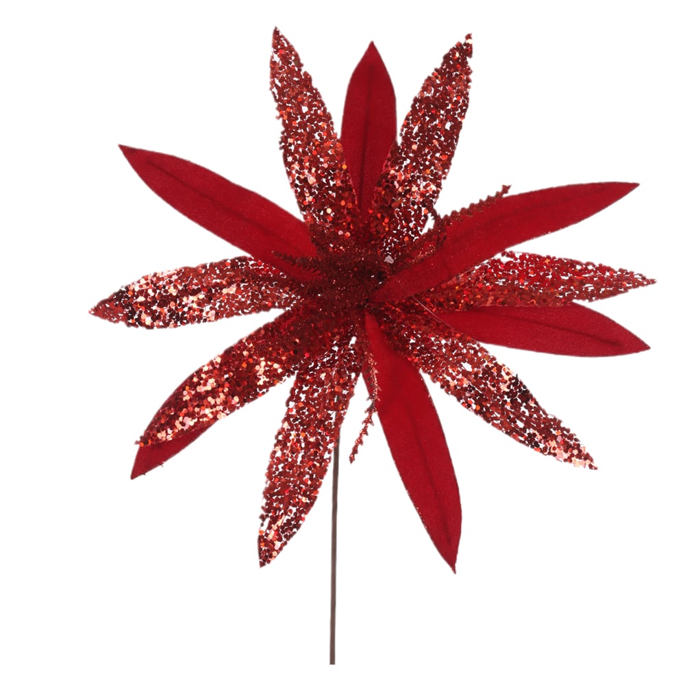 H.BICO DE PAPAGAIO NATAL AVELUDADO (VERMELHO GLITTER VERMELHO) 25cm 39d 12P