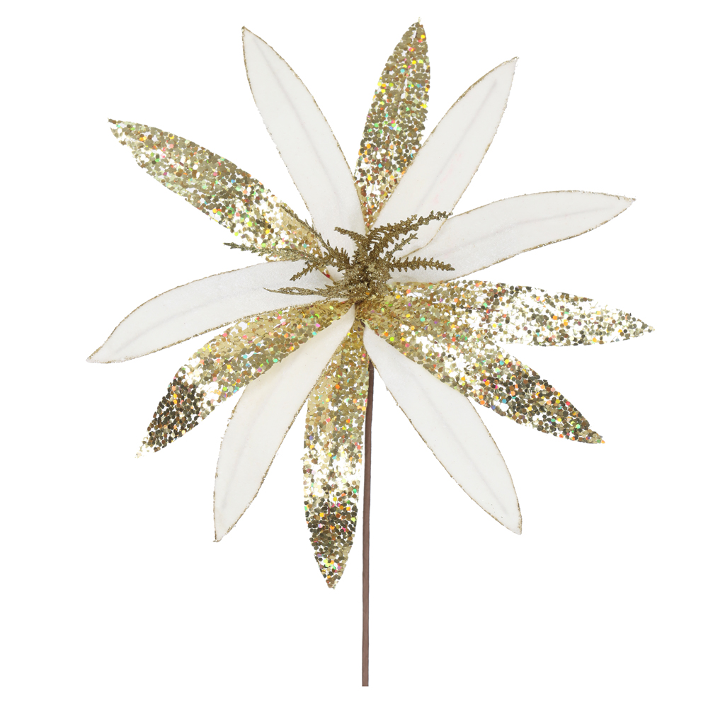 H.BICO DE PAPAGAIO NATAL AVELUDADO (OFF WHITE GLITTER DOURADO) 25cm 39d 12P
