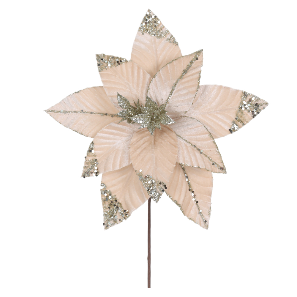 H.BICO DE PAPAGAIO NATAL AVELUDADO (CHAMPANHE GLITTER CHAMPANHE) 25cm 32d 10P