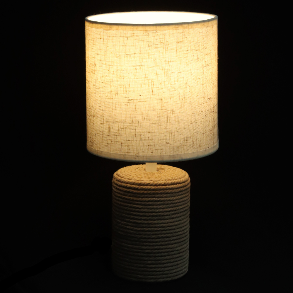 ABAJUR CERAMICA E LINHO BIVOLT (BEGE) 29X15cm