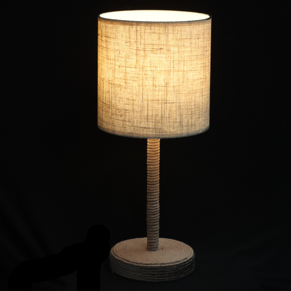 ABAJUR METAL E LINHO BIVOLT (OFF WHITE) 41X18cm