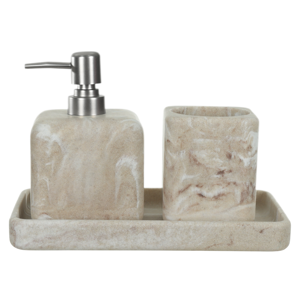 KIT PARA BANHEIRO POLIRESINA C/3 PCS ATACAMA (BEGE BRANCO)