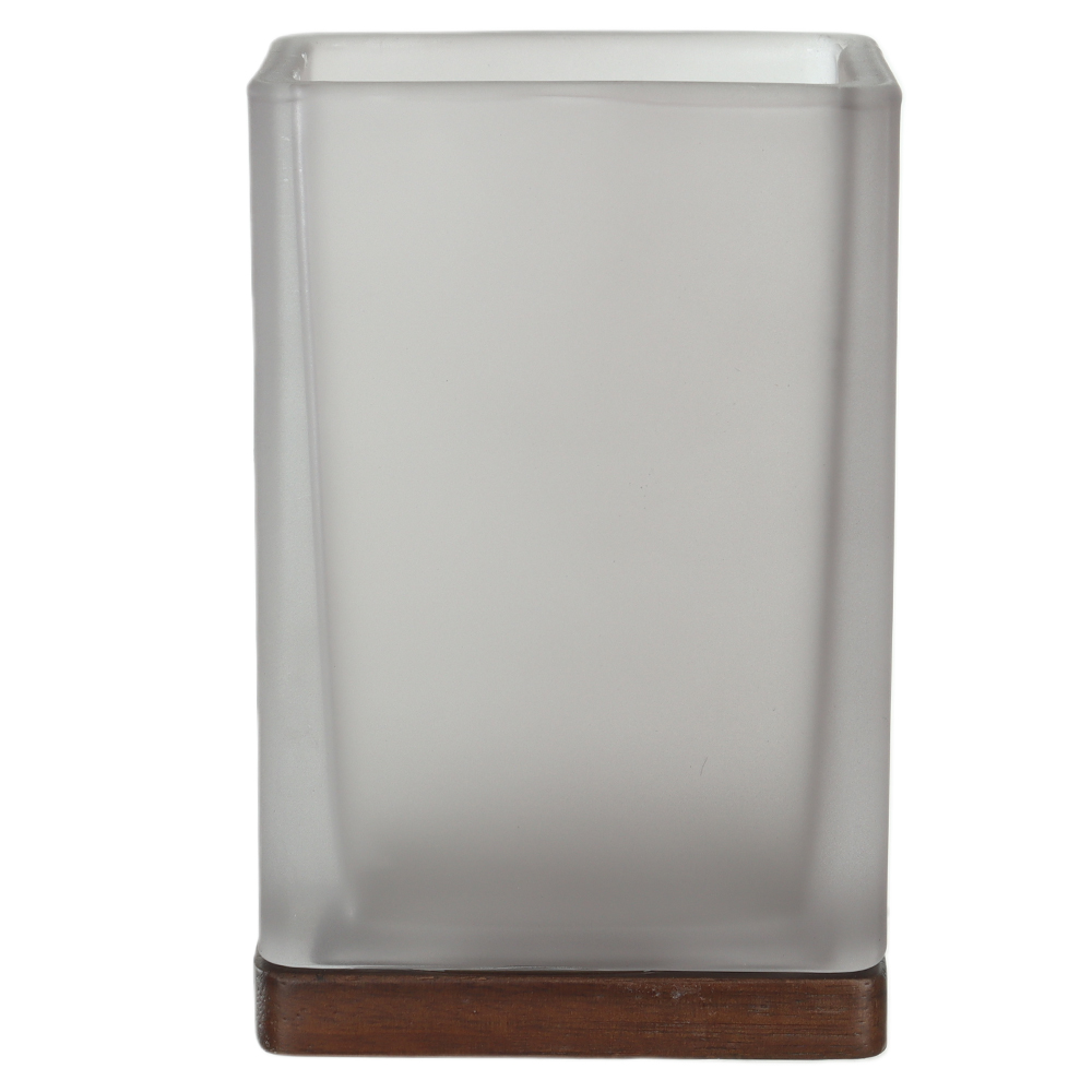 COPO VIDRO 11X7X5cm C/ MADEIRA ACACIA RAIZES (CINZA)