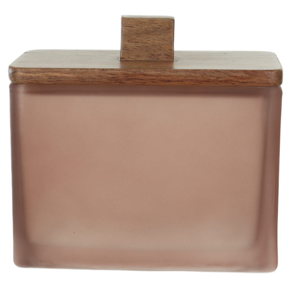 POTE VIDRO 10,7X11,5X6,7cm C/ TAMPA EM MAD ACACIA RAIZES (MALVA)