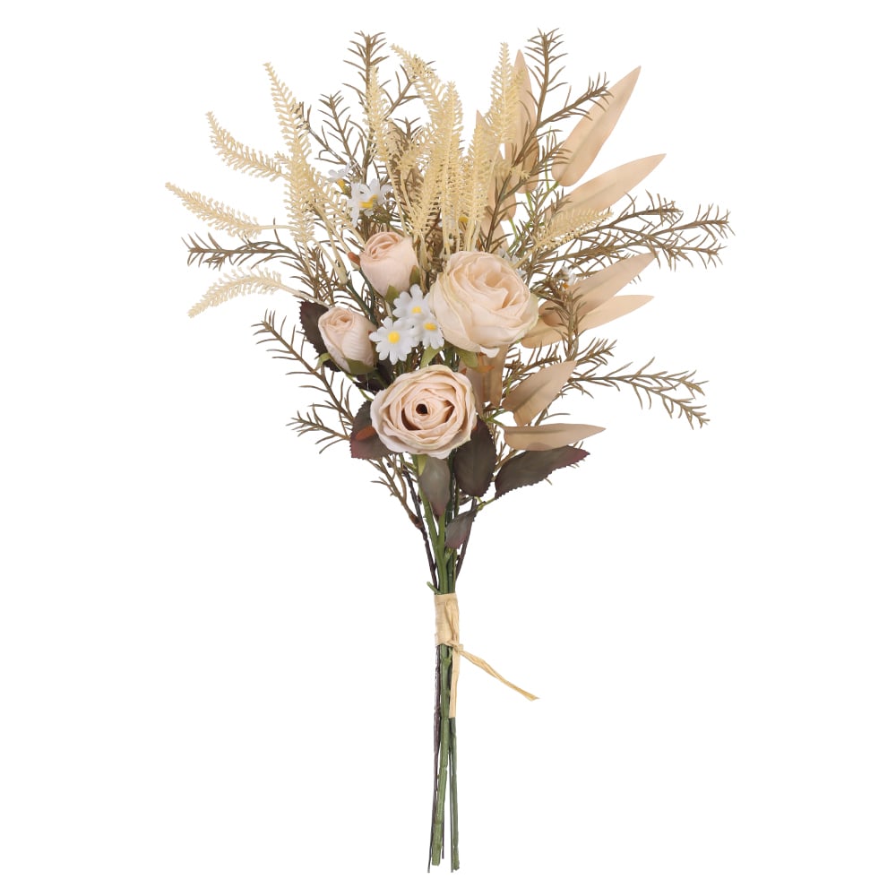 B.ROSA MISTO RAMALHETE C/FITA X9 (CREME OUTONO) 46cm