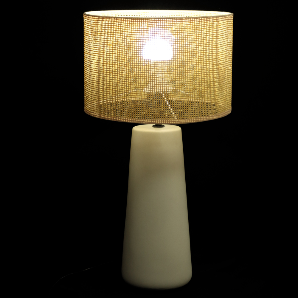 ABAJUR DECORATIVO CERAMICA E RATTAN BIVOLT (OFF WHITE) 56X30cm