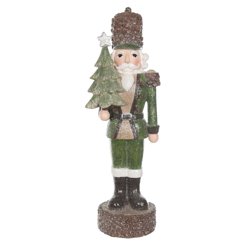 RESINA NATAL QUEBRA NOZES RUSTICO (VERDE MARROM) 31X8,5cm