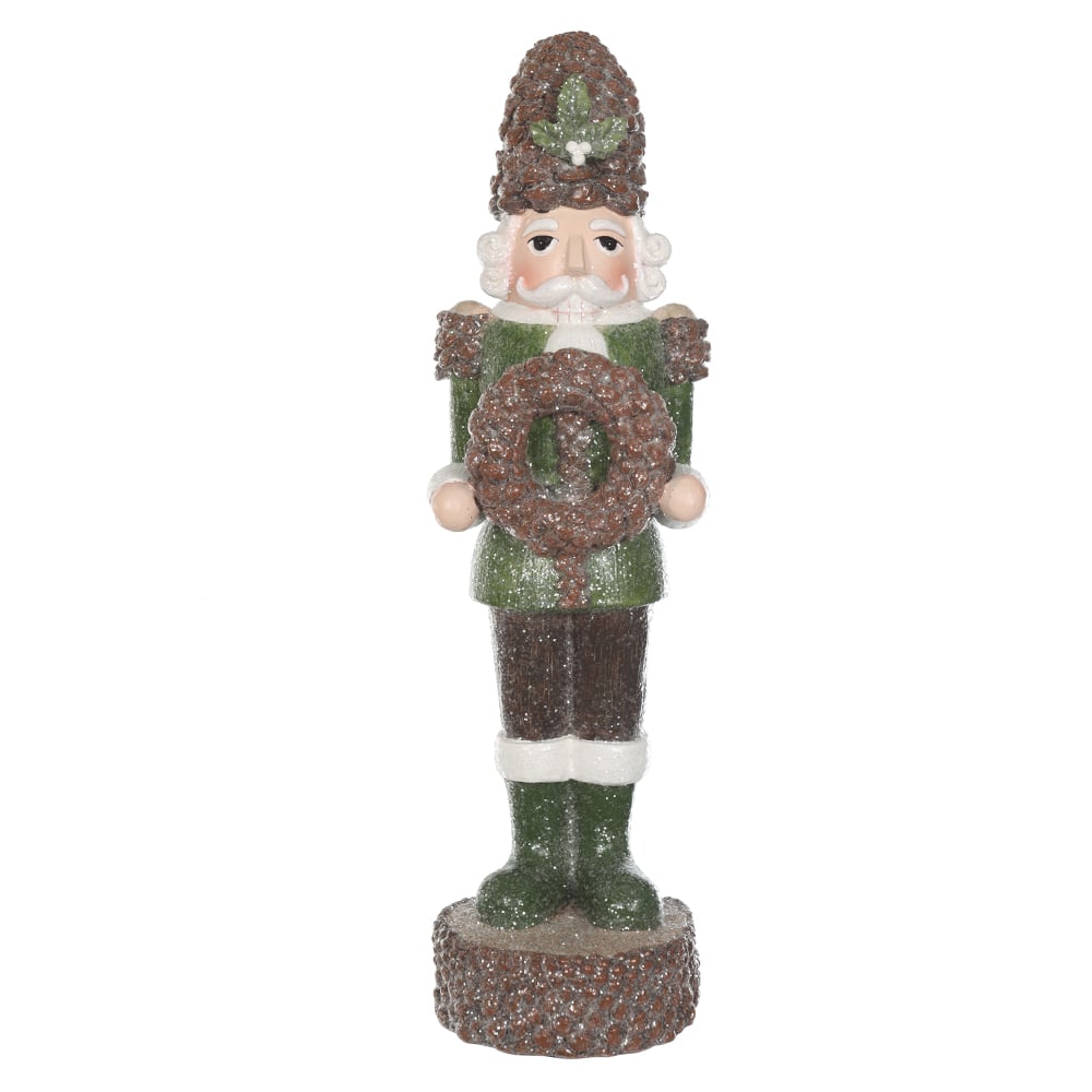 RESINA NATAL QUEBRA NOZES RUSTICO (VERDE MARROM) 31X8,5cm