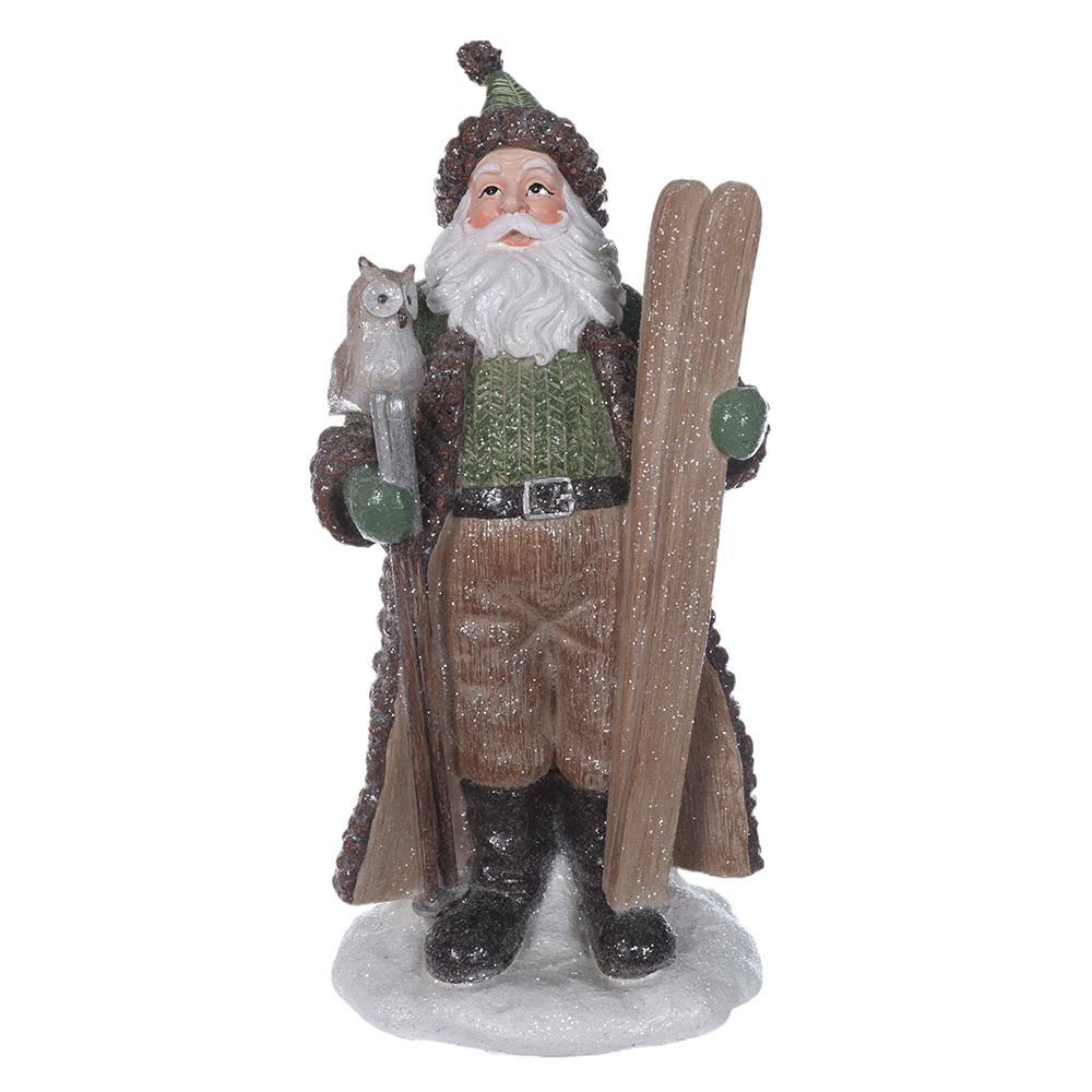 RESINA NATAL PAPAI NOEL RUSTICO (VERDE BEGE) 32X11,5cm