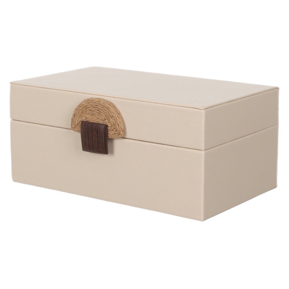CAIXA DECORATIVA MDF COM REVEST PU (OFF WHITE) 20X12,2X9cm
