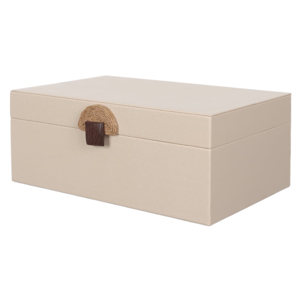 CAIXA DECORATIVA MDF COM REVEST PU (OFF WHITE) 28X18X11cm