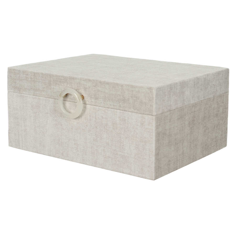 CAIXA DECORATIVA MDF COM REVEST PU (OFF WHITE) 23X19X10,8cm