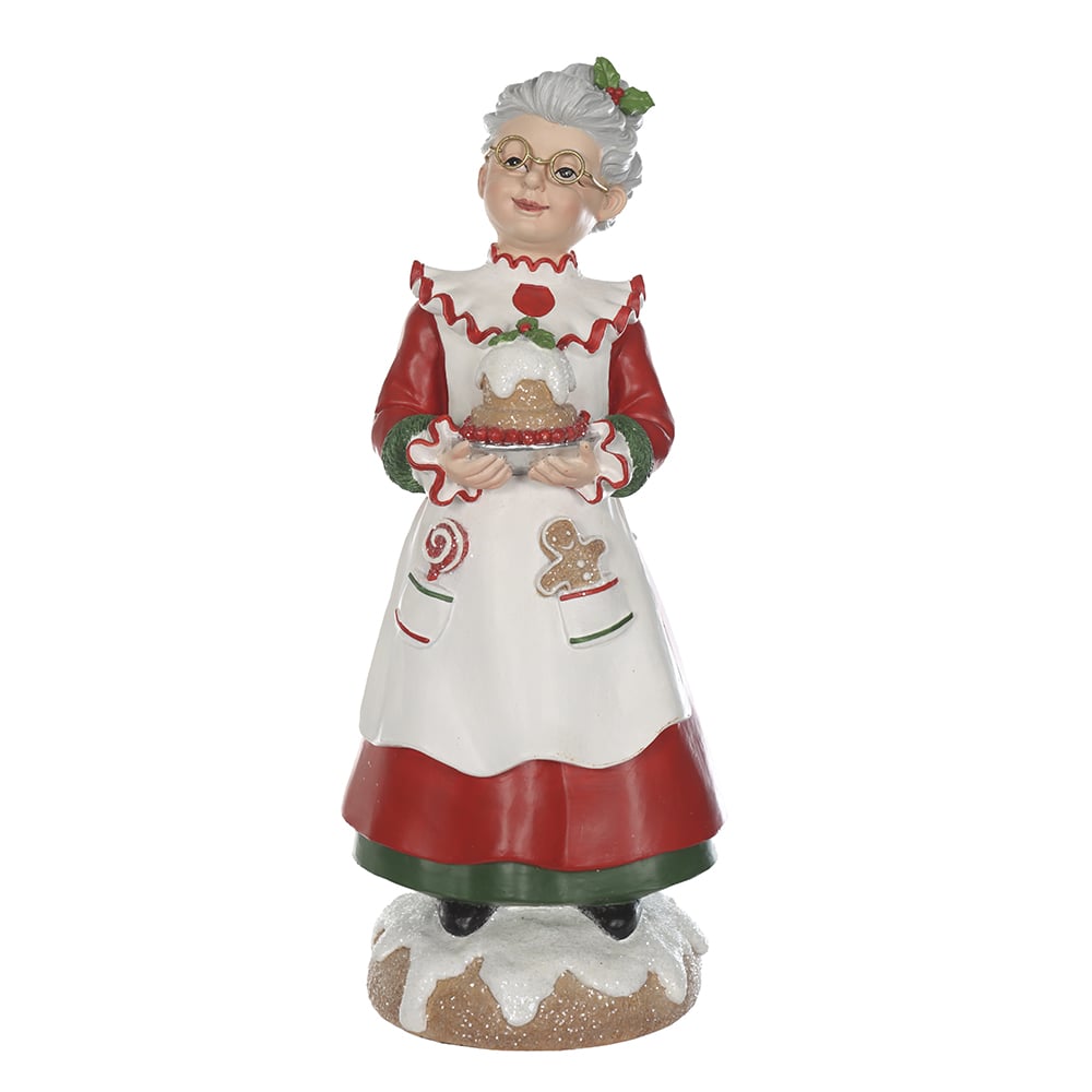 RESINA NATAL MAMAE NOEL COZINHEIRA (VERMELHO VERDE) 29X12cm