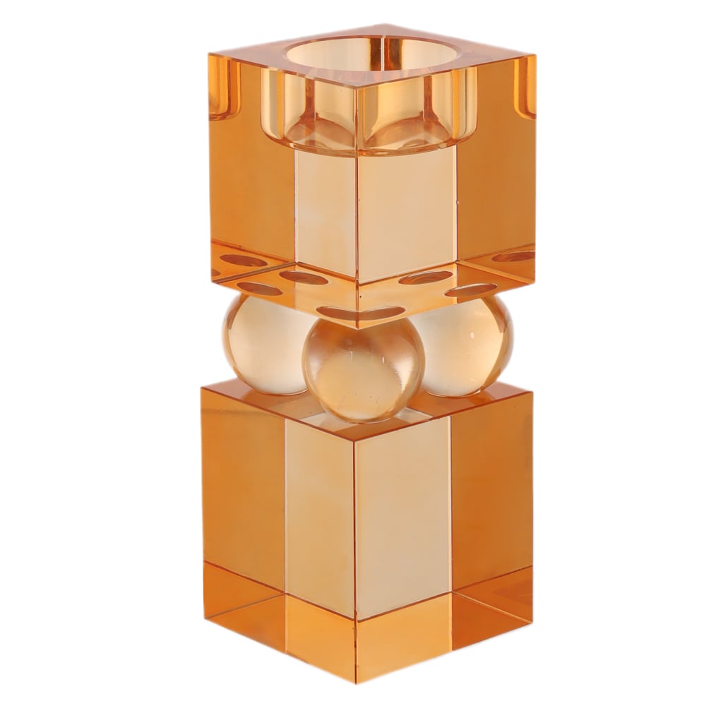 PORTA VELA DECOR CRISTAL (AMBAR) 14,5X6X6cm