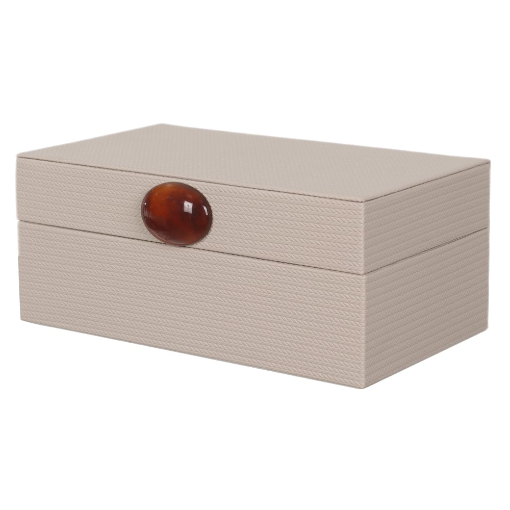 CAIXA DECORATIVA MDF COM REVEST PU (OFF WHITE) 20X12X8,5cm