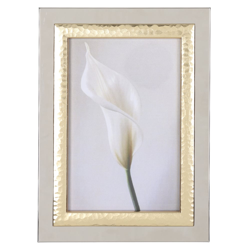 PORTA RETRATO METAL FTO 10X15 DOUBLE (PRATA DOURADO) 19X14X2,3cm