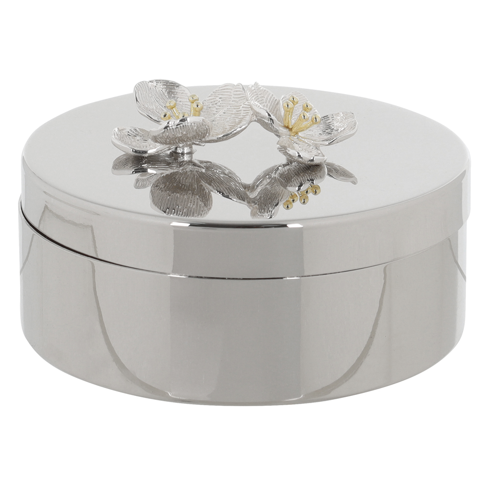 CAIXA DECOR METAL BLOSSOM (PRATA) 6cm 11,5d