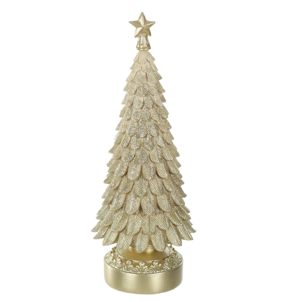 RESINA NATAL ARVORE DECORATIVA DEGRADE (DOURADO) 30X12cm