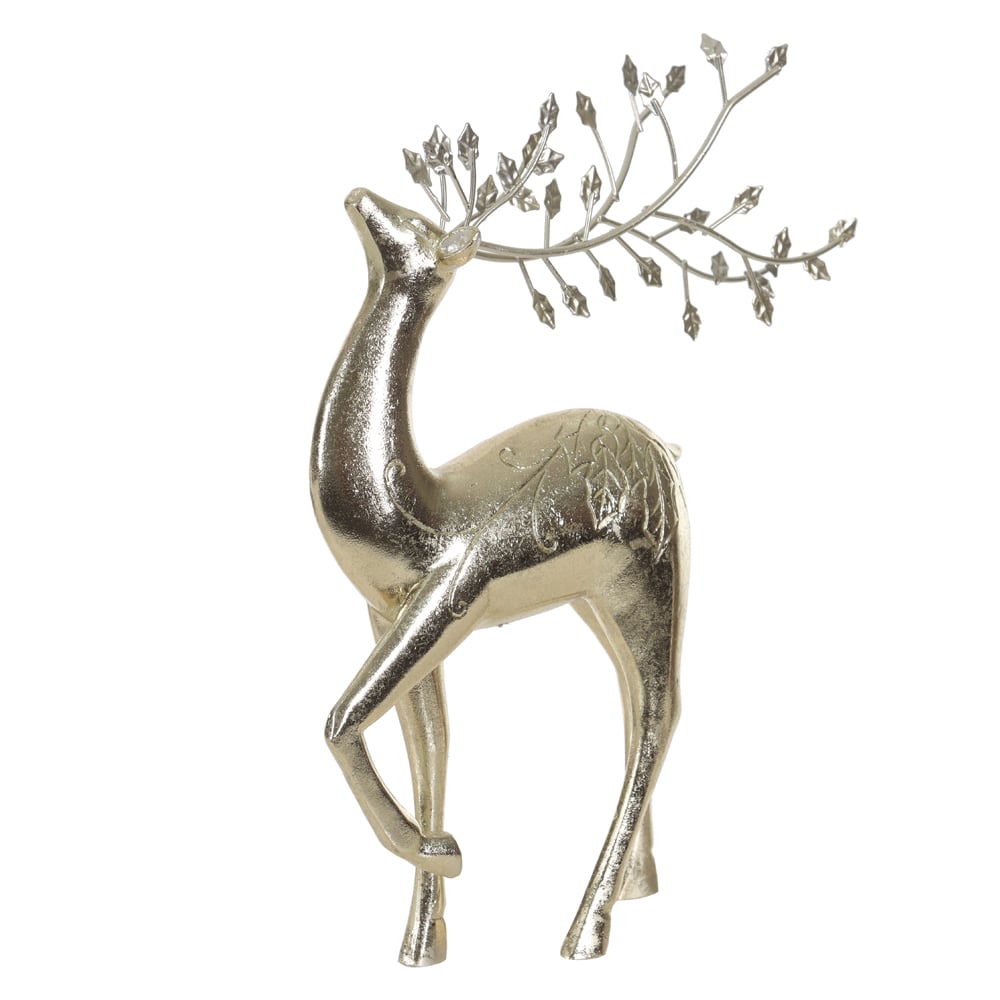 RESINA NATAL RENA EM PE (DOURADO) 28X23cm