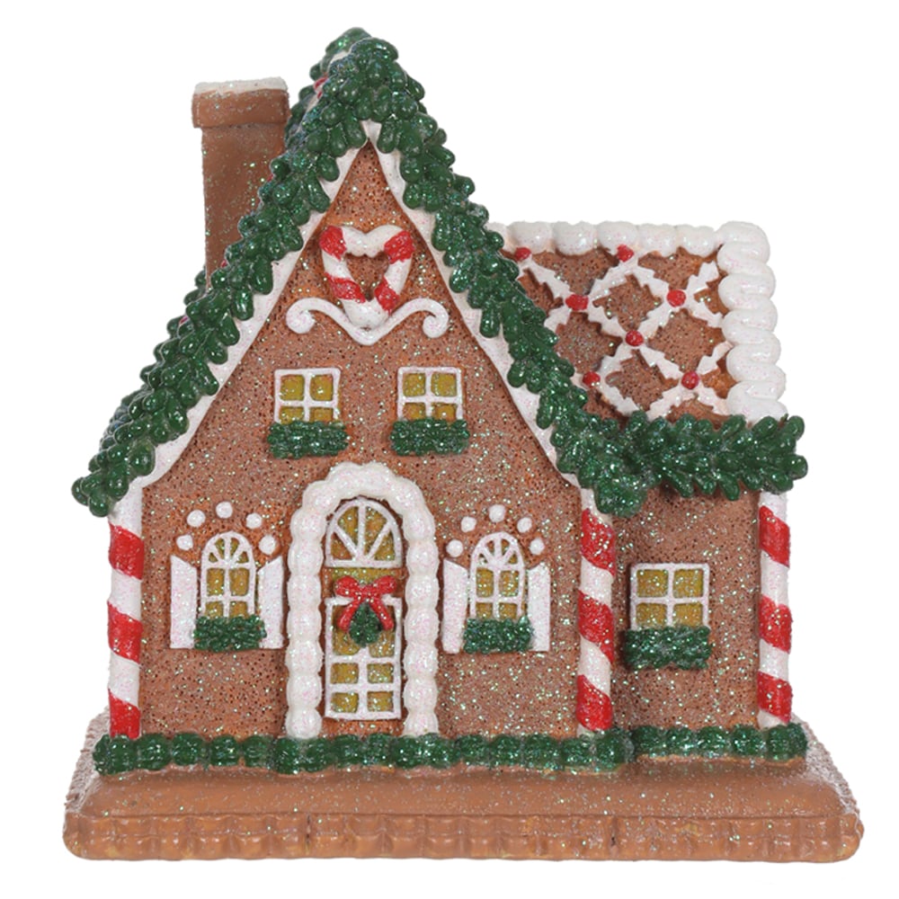 RESINA NATAL CASA GINGER (VERMELHO BEGE) 11,5X12cm