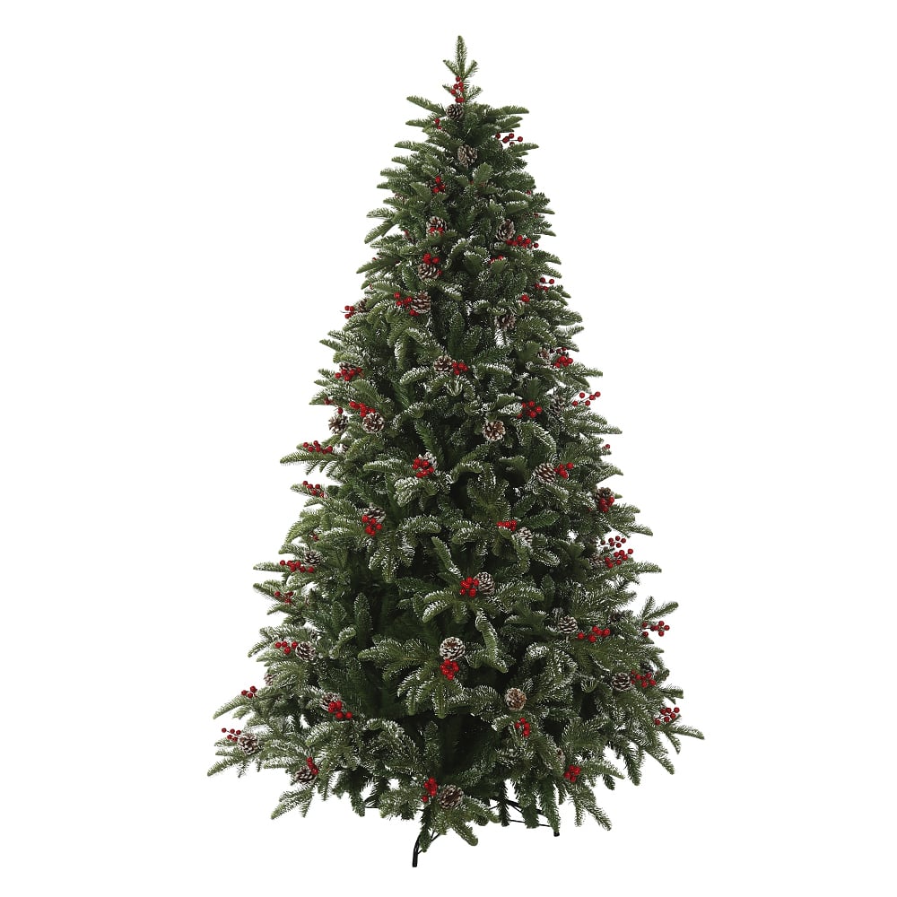 A.ARVORE NATAL C/BERRY E PINHA 1588 TIPS C/BASE METAL (VERDE) 2,1m