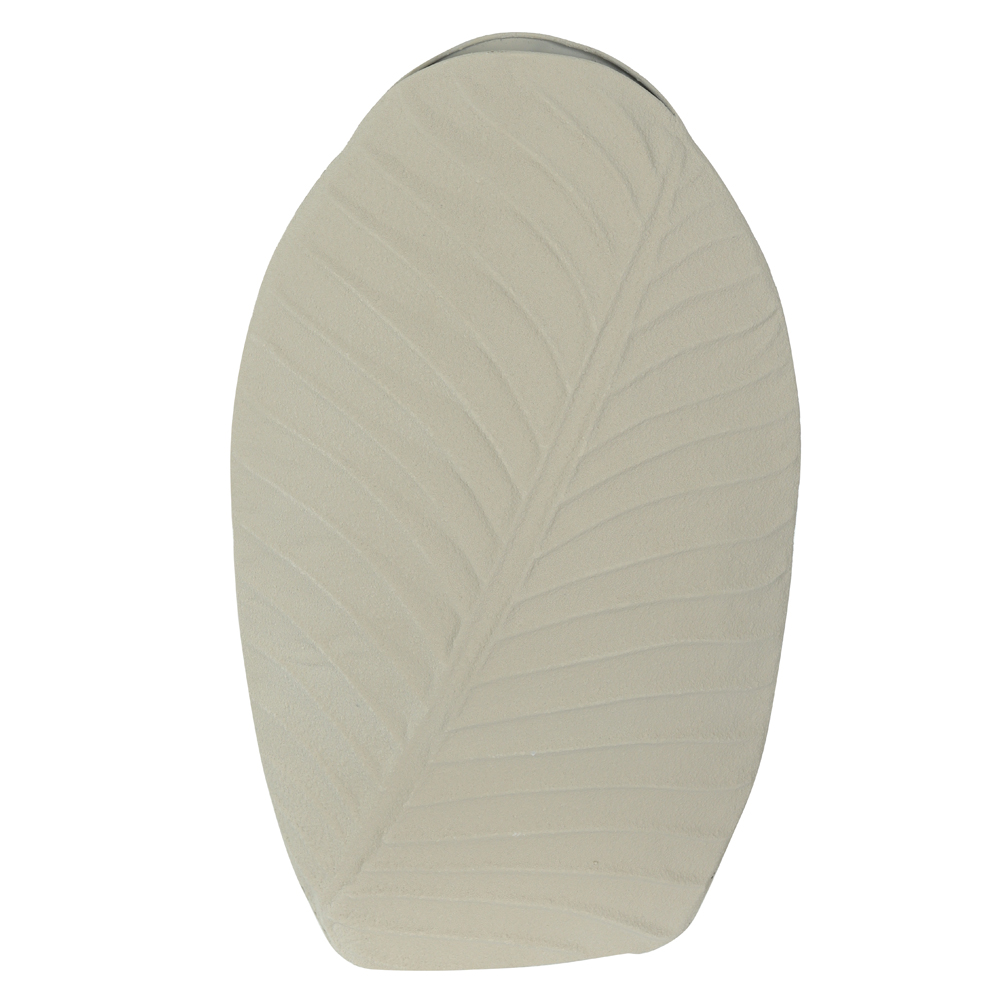 VASO DECORATIVO METAL FOLHA (OFF WHITE) 41X26X11cm