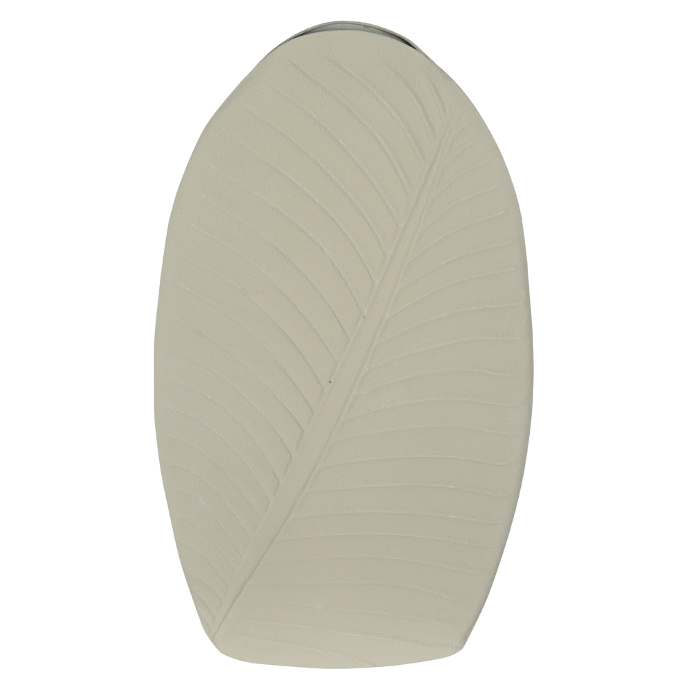 VASO DECORATIVO METAL FOLHA (OFF WHITE) 53,5X31,5X13cm