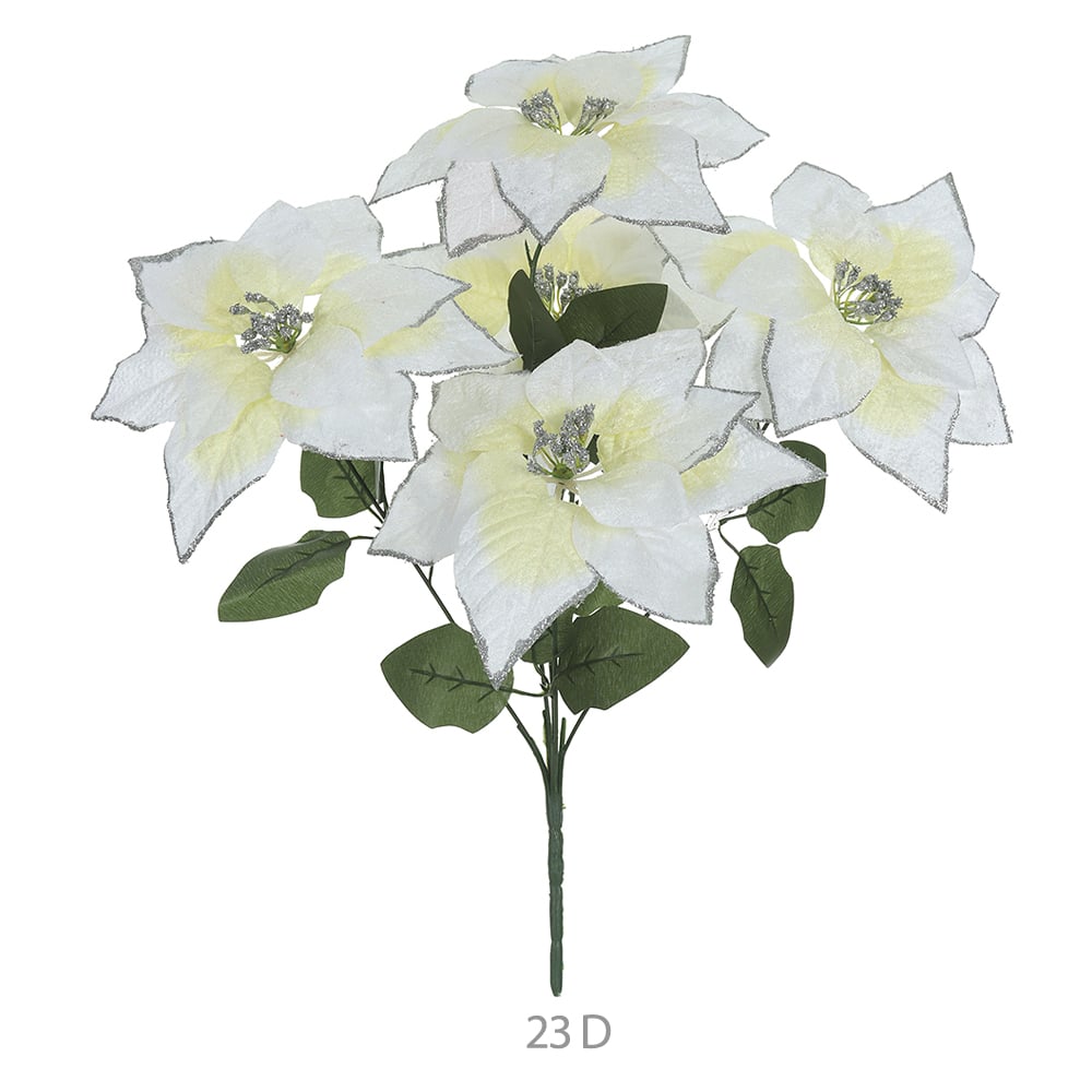 H.BICO DE PAPAGAIO NATAL AVELUDADO X5 (BRANCO GLITTER DOURADO) 45cm 23d